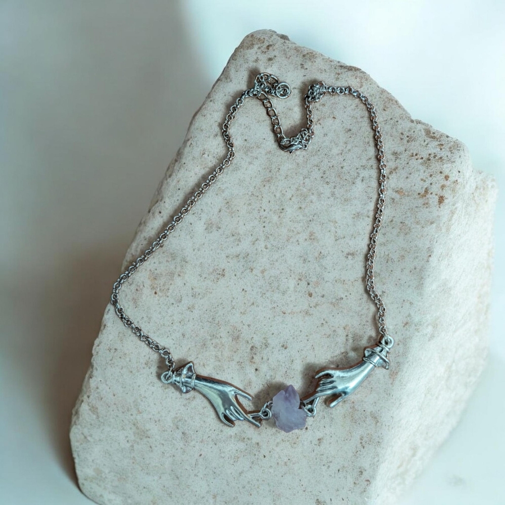 Silver and Purple Handcrafted Necklace - Picture 3 of 3